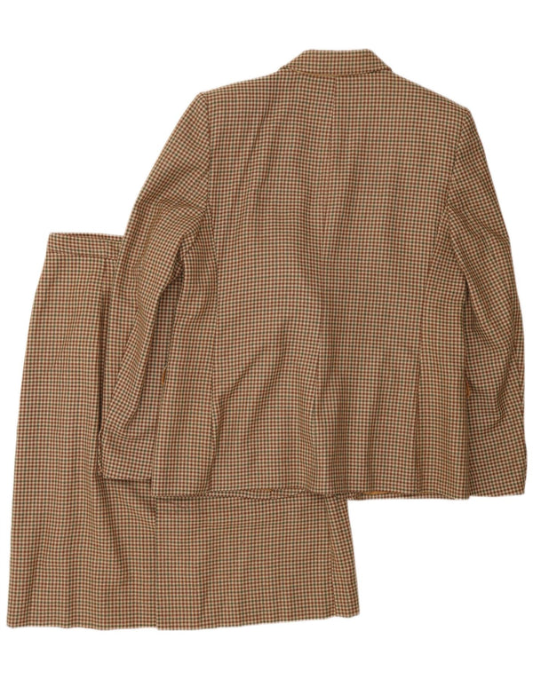 Vintage Womens 2 Button Piece Skirt Set IT 48 XL Brown Houndstooth