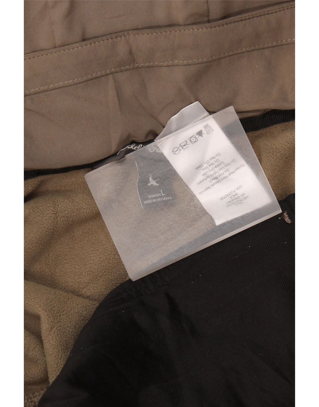 EDDIE BAUER Damen-Windbreaker-Mantel mit Kapuze, UK 16, Größe L, Beige, Polyester