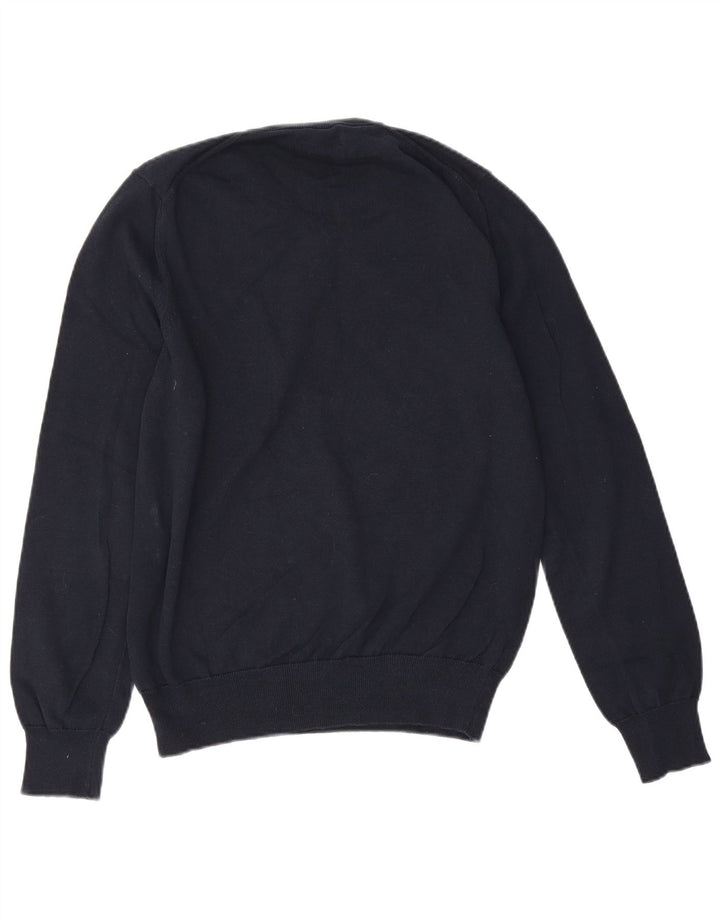 Marks & Spencer Herren-Pullover mit V-Ausschnitt aus mittelblauer Baumwolle