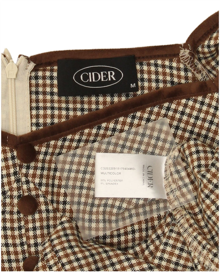 Schulterfreies A-Linien-Kleid für Damen von Cider, UK 12, Mittelbraun mit Hahnentrittmuster