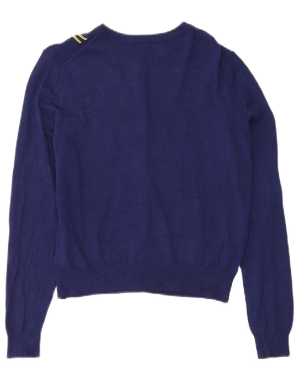 Marks & Spencer Damen Crop Cardigan Pullover UK 10 Small Marineblau mit Blumenmuster