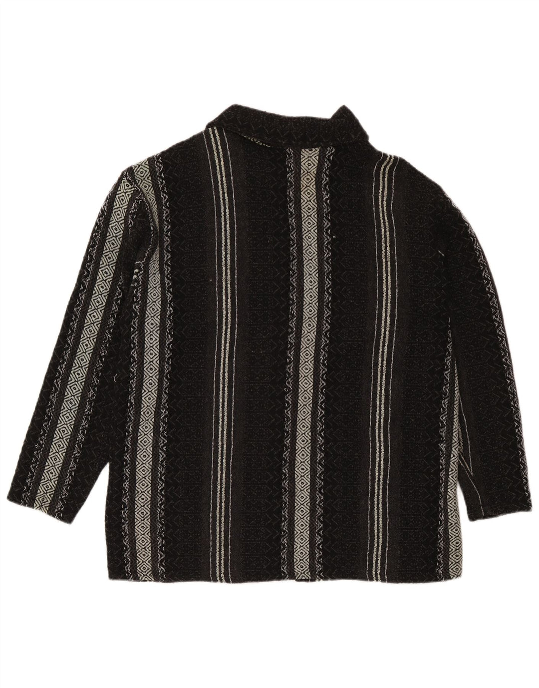 Vintage Herren Cardigan Pullover XL Schwarz Geometrische Wolle Azteken