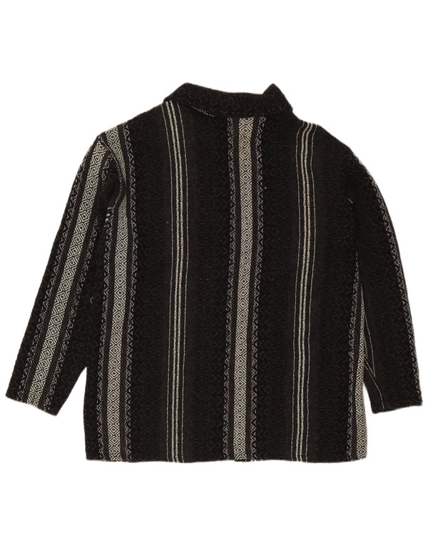 Vintage Herren Cardigan Pullover XL Schwarz Geometrische Wolle Azteken