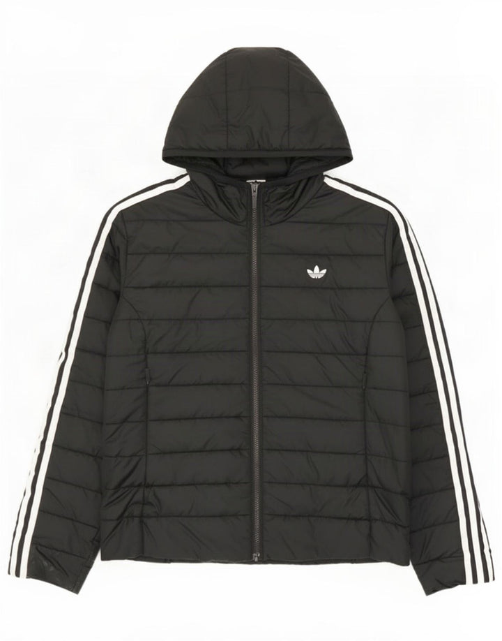 Adidas Damen Kapuzenjacke, gepolstert, UK 14, mittelschwarz, Polyester