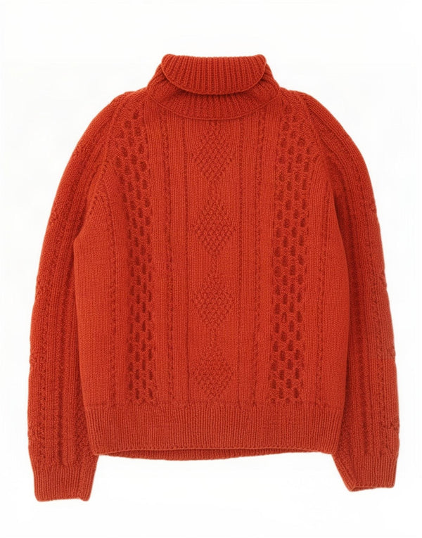 Vintage Damen Rollkragenpullover Pullover UK 12 Medium Orange