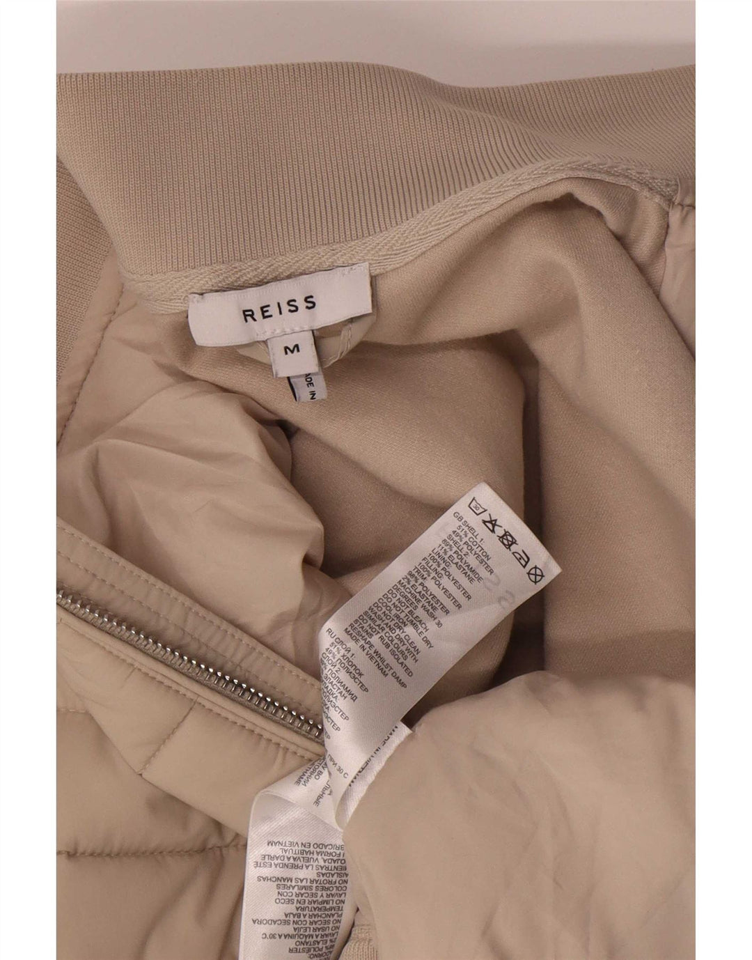 Reiss gepolsterte Herren-Trainingsanzugoberjacke aus Baumwolle in Mittelbeige