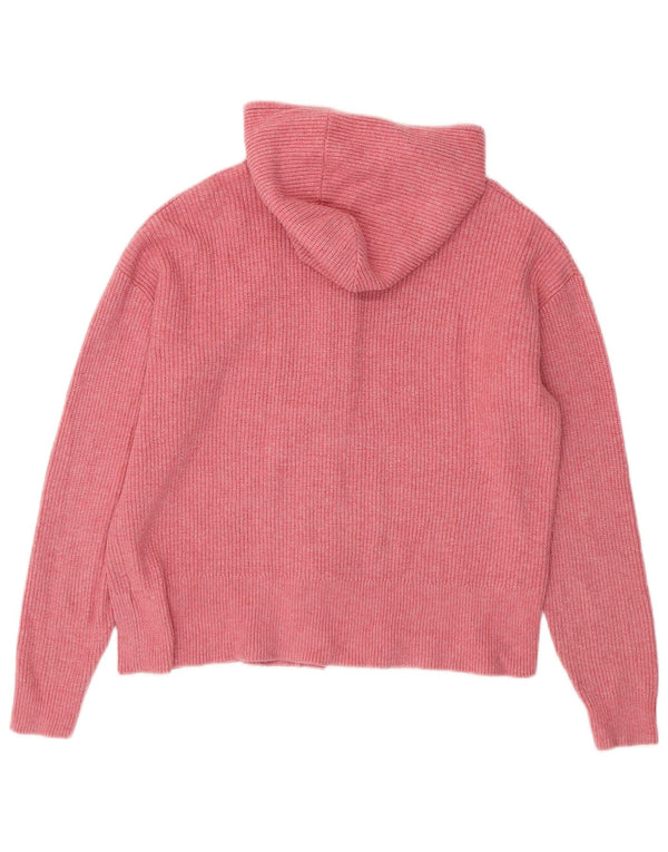 Marks & SPENCER Damen-Strickjacke mit Kapuze, UK 16, Größe L, rosa Viskose