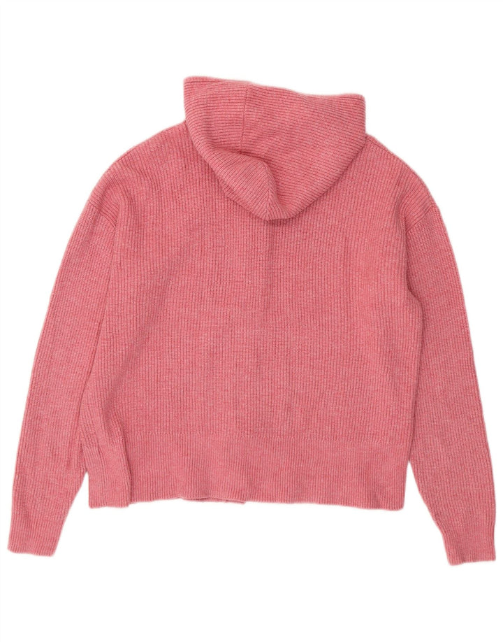 Marks & SPENCER Damen-Strickjacke mit Kapuze, UK 16, Größe L, rosa Viskose