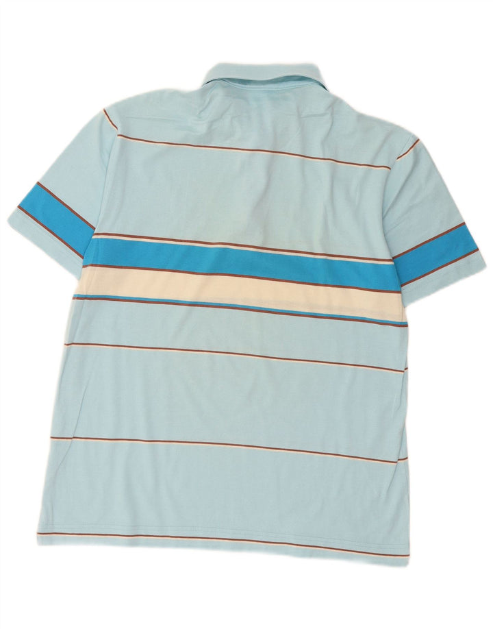 Lacoste Herren-Poloshirt, Größe 4, mittelblau, gestreift, Baumwolle