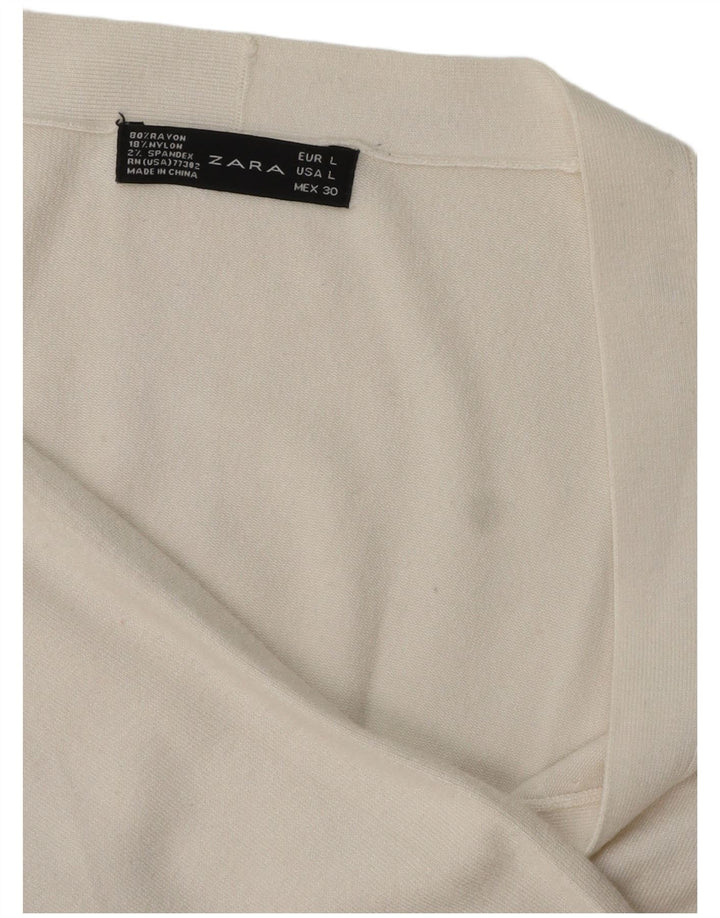 Zara Damen-Cardigan-Pullover UK 16 Large Weiß Rayon
