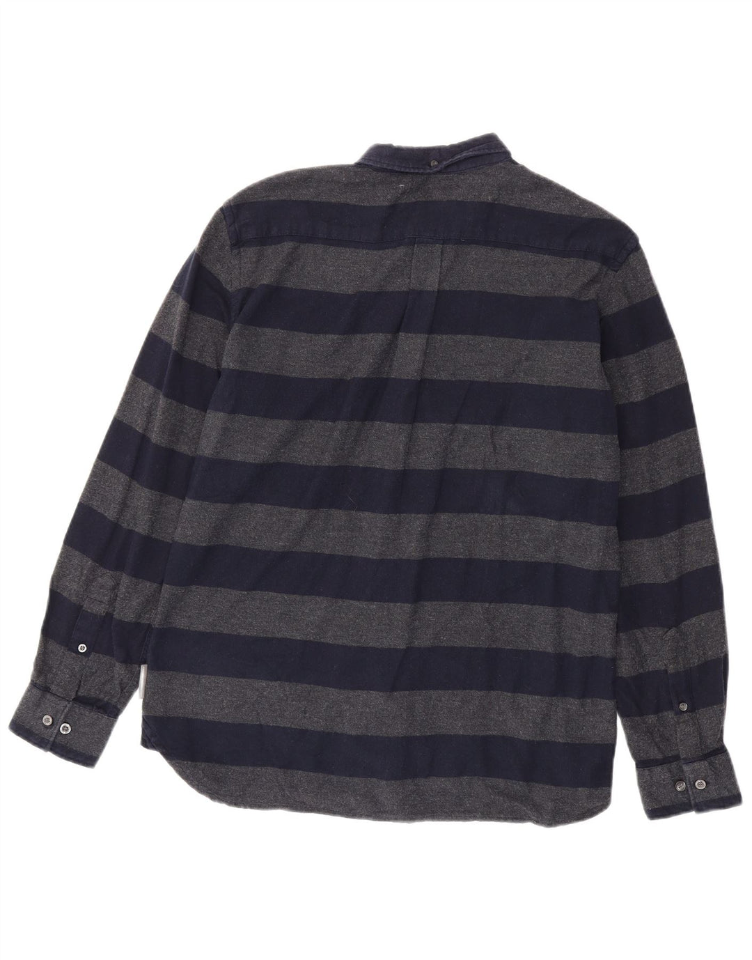 French Connection Herren-Flanellhemd aus mittelblauer, gestreifter Baumwolle