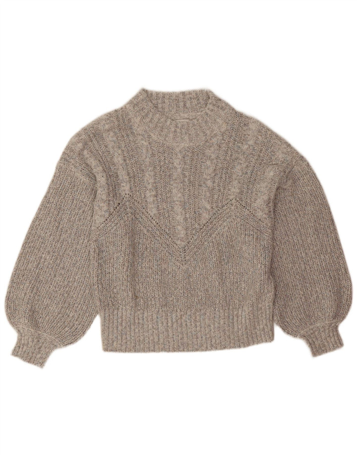 Object Damen-Pullover mit Rundhalsausschnitt, Gr. 40, Größe L, Grau, Acryl