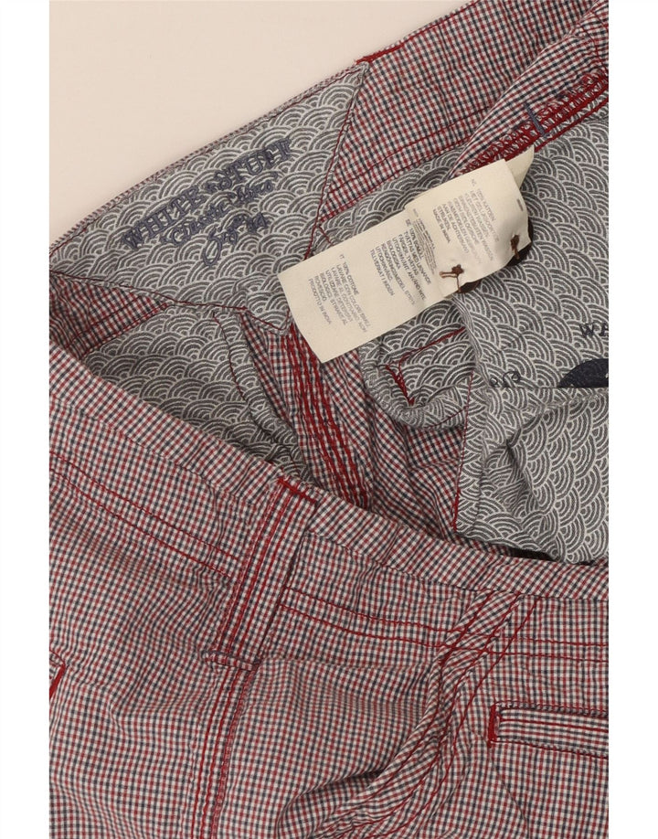WHITE STUFF Herren-Chinoshorts W34, große rote Gingham-Baumwolle