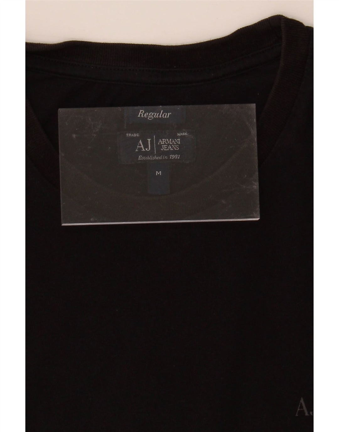 ARMANI JEANS Mens Regular T-Shirt Top Medium Black Vintage Armani Jeans and Second-Hand Armani Jeans from Messina Hembry 