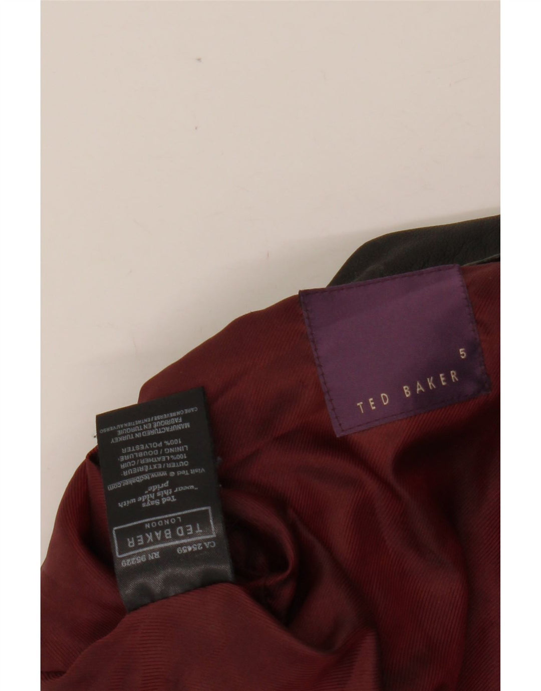TED BAKER Herren Lederjacke Größe 5 XL Schwarzes Leder