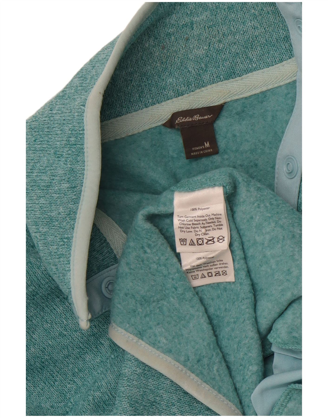 EDDIE BAUER Damen-Sweatshirt mit Knopfkragen, UK 14, mitteltürkis