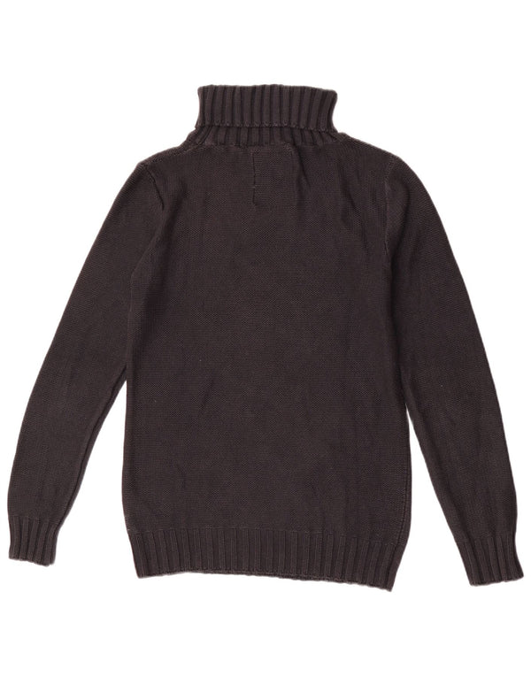 Vintage Damen Rollkragenpullover Pullover UK 12 Medium Schwarz Argyle/Diamant