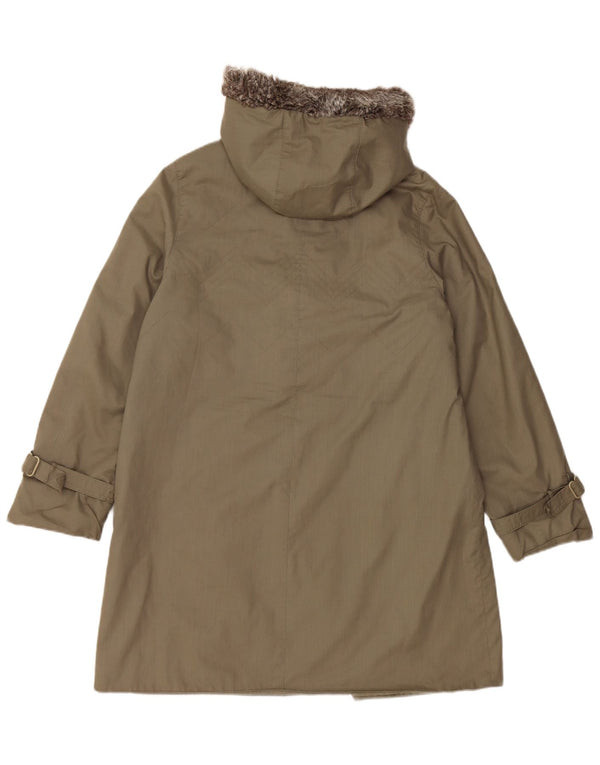 Vintage Damen Übergroßer Kapuzen-Dufflecoat EU 36 Small Khaki