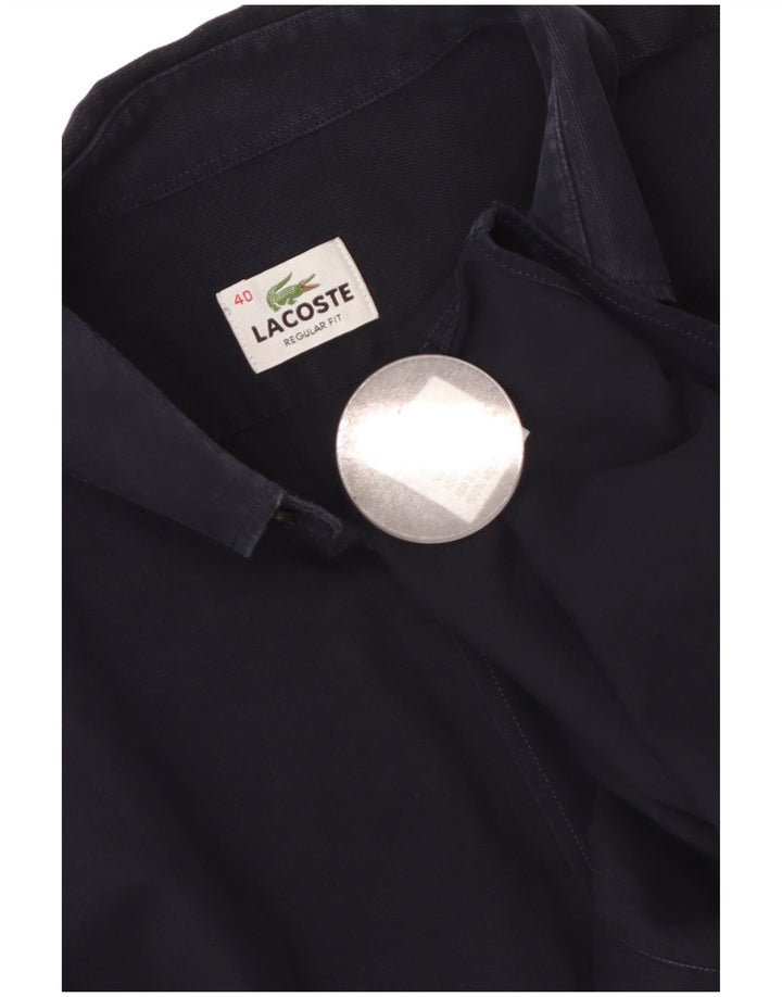 LACOSTE Herren-Hemd mit normaler Passform, Größe 40, mittelmarineblaue Baumwolle