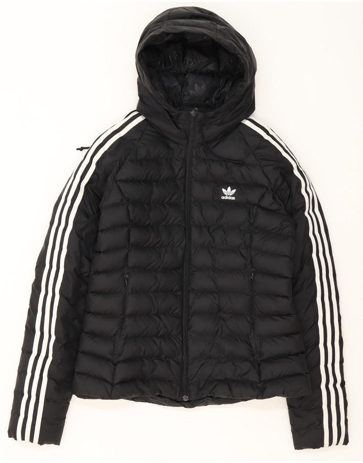 Adidas Damen Kapuzenjacke, gepolstert, UK 14, mittelschwarz, Polyester