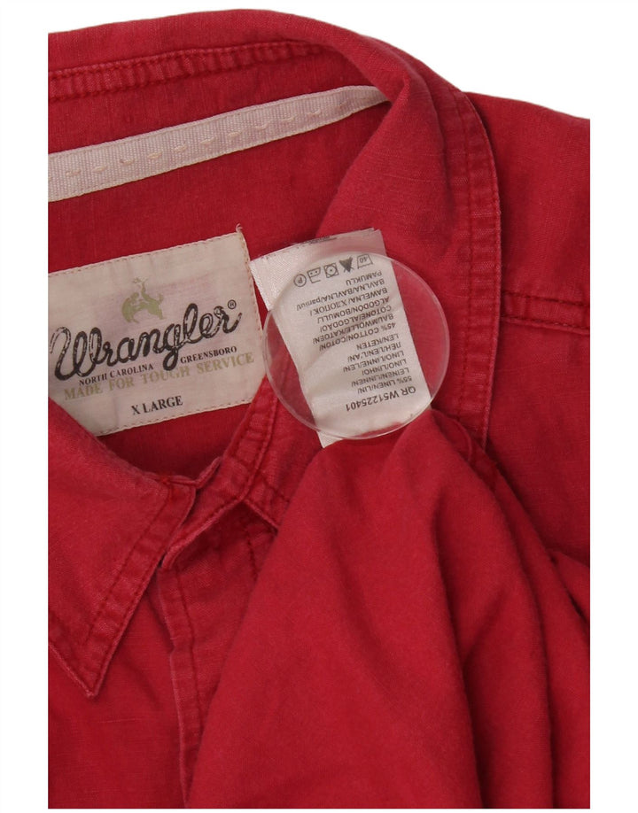 Wrangler Herren Kurzarmhemd XL Rosa Leinen