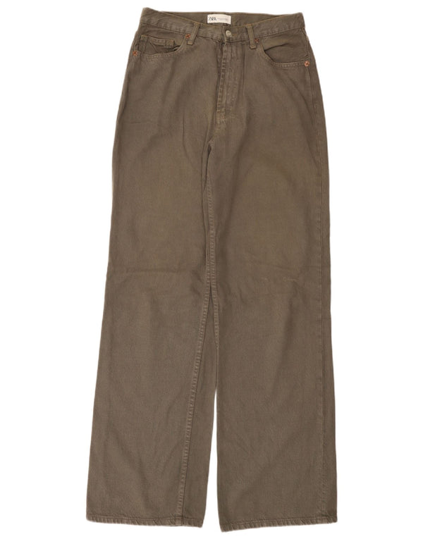 Zara Damen-Jeans mit hoher Taille und weitem Bein, EU 38, Größe S, W28, L33, Grau