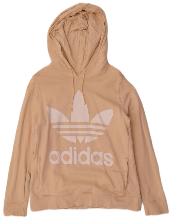 Adidas Damen Graphic Hoodie Pullover UK 12 Mittelbeige Baumwolle