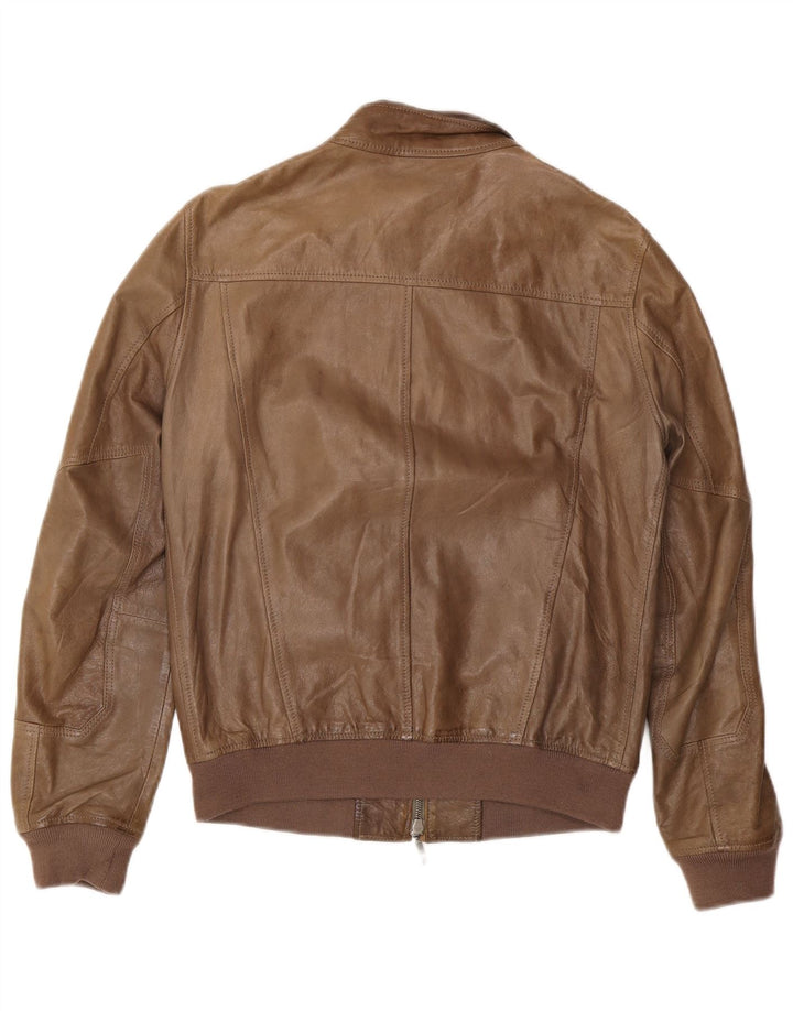 Jeckerson Herren Bomber-Lederjacke UK 36 Kleines braunes Leder