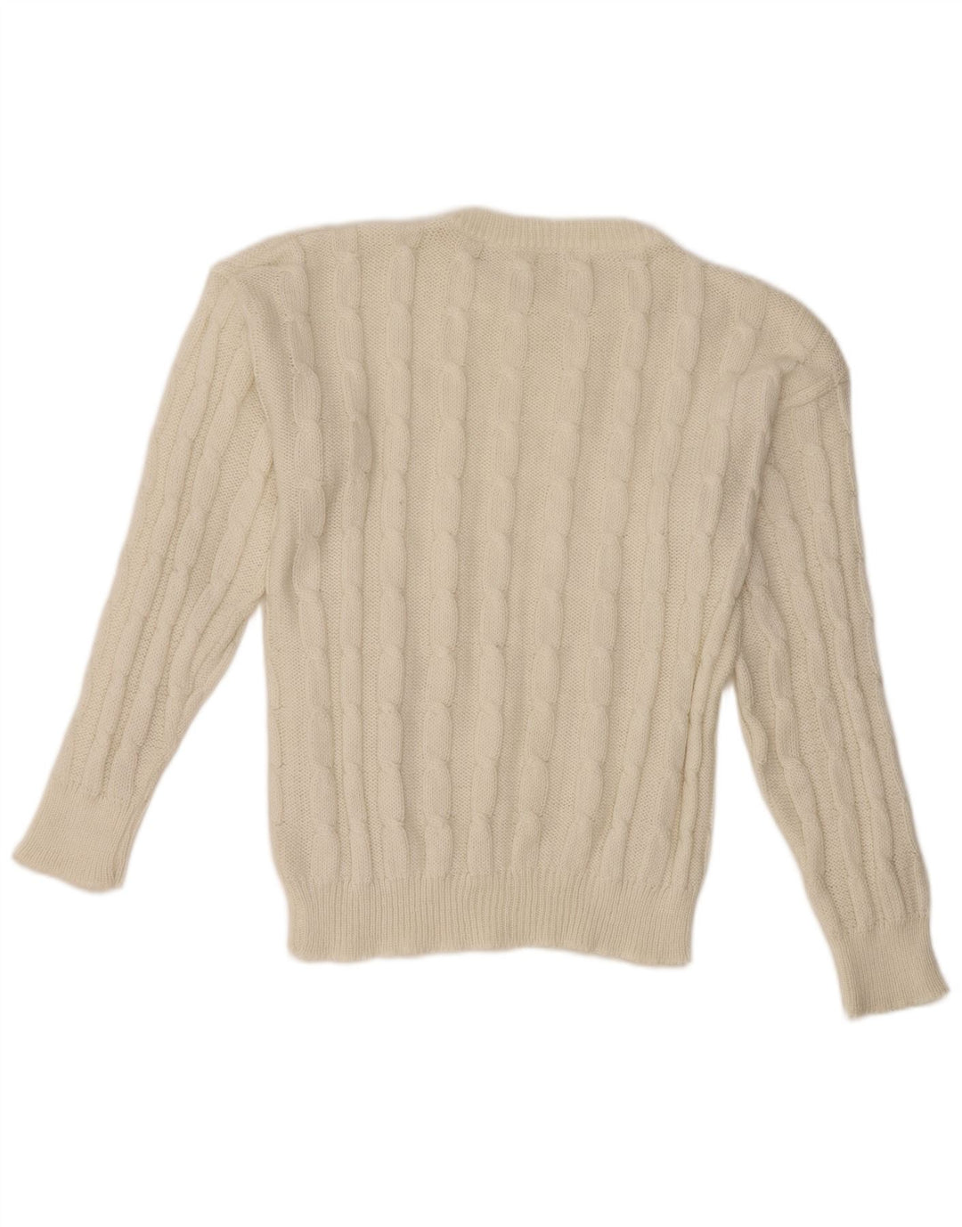 VINTAGE Damen-Pullover mit Rundhalsausschnitt, UK 14, mittelweiße Wolle