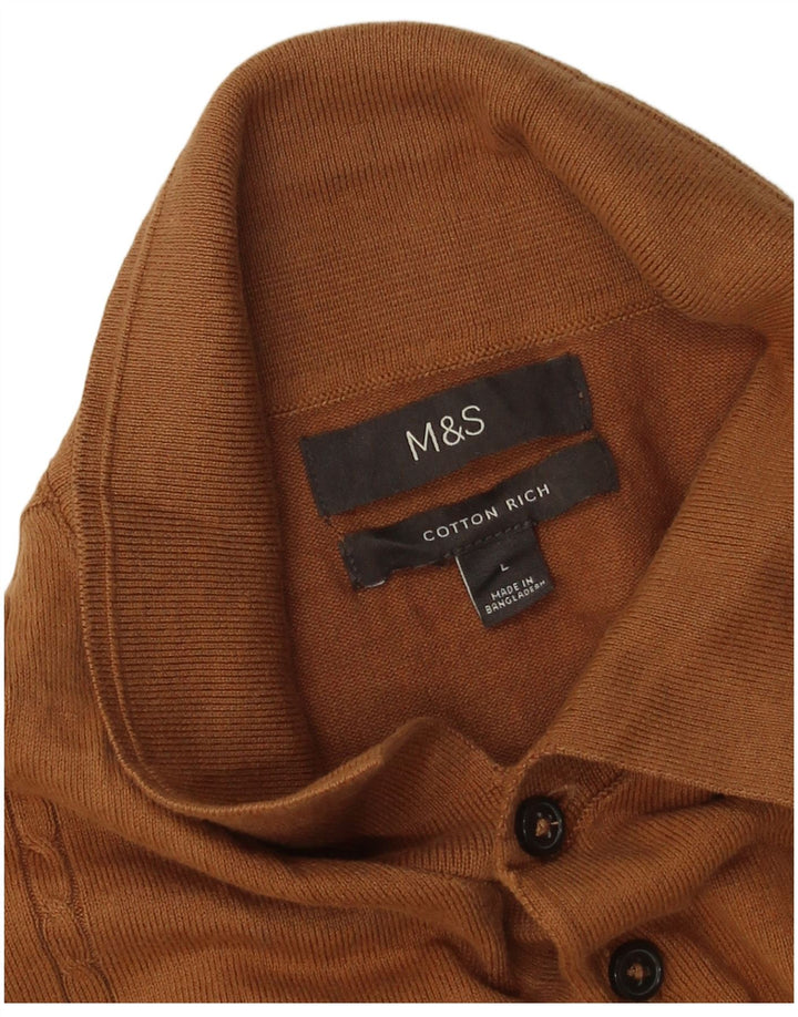 Marks & Spencer Herren-Pullover mit Rollkragen, groß, aus brauner Baumwolle