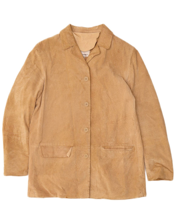 Conbipel Womens Oversized 4 Button Suede Blazer Jacket IT 40 Small Beige