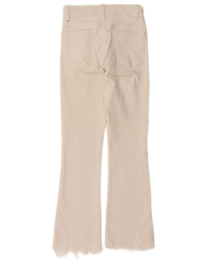 ZARA Womens Flared Jeans EU 34 2XS W24 L26 White Cotton