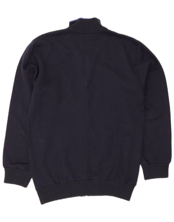 Vintage Mens Cardigan Sweater IT 48 Small Navy Blue Colourblock Wool