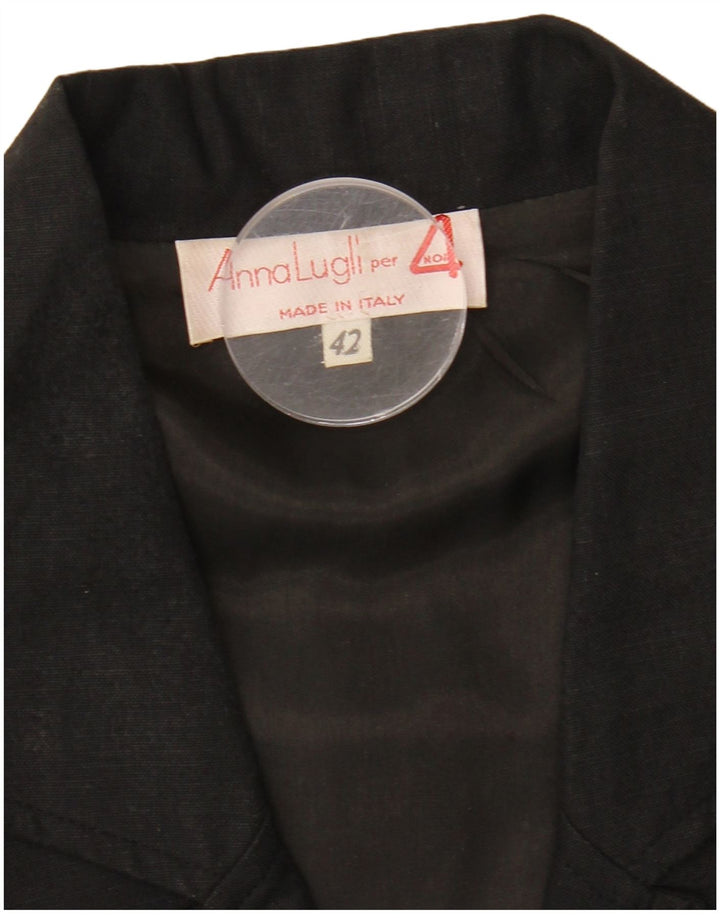 Anna Lugli Damen Zweireiher-Blazerjacke IT 42 Mittelschwarz geblümt