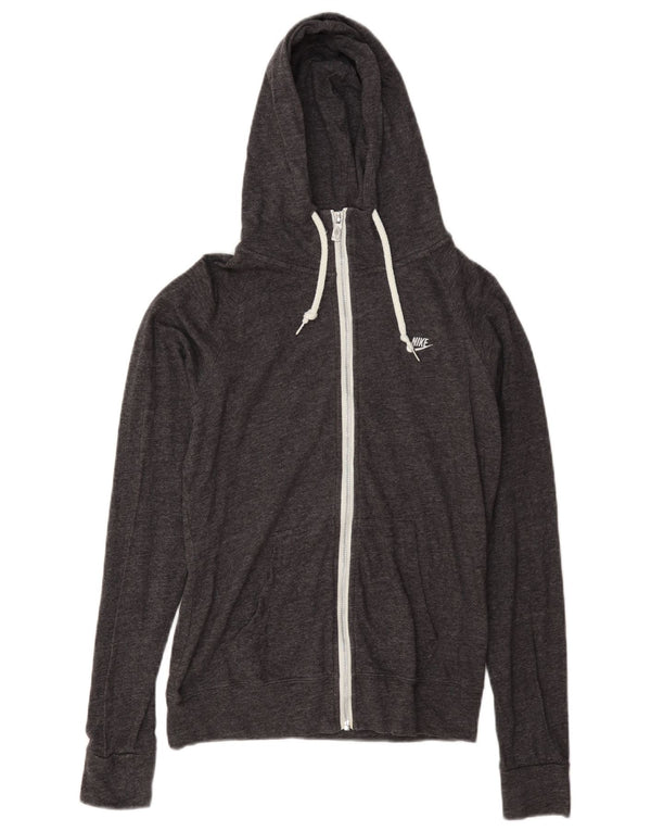 Nike Damen-Kapuzenpullover mit normaler Passform und Reißverschluss, UK 14, mittelgrau meliert, Sport