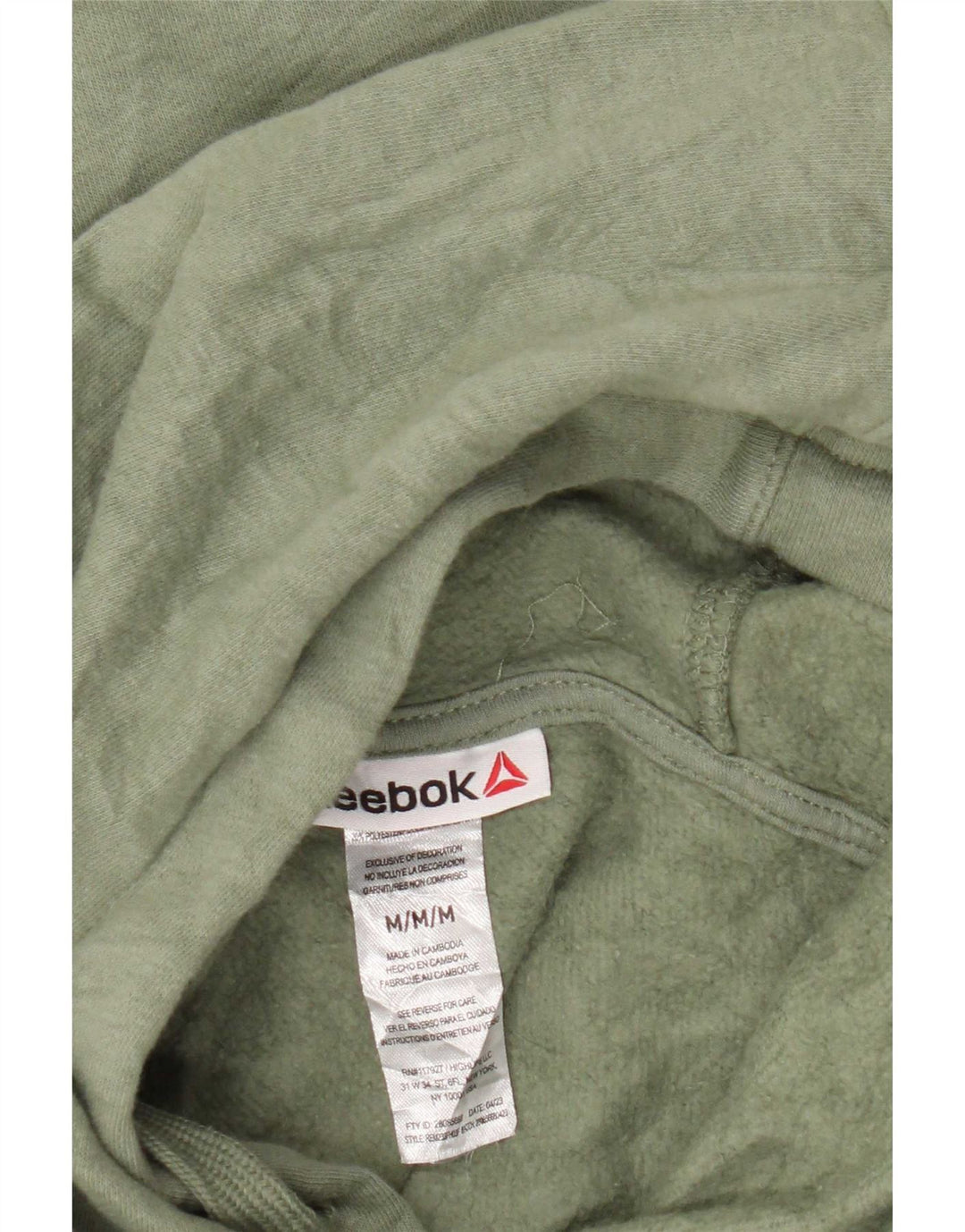 Reebok Herren Kapuzenpullover aus mittelgrüner Baumwolle