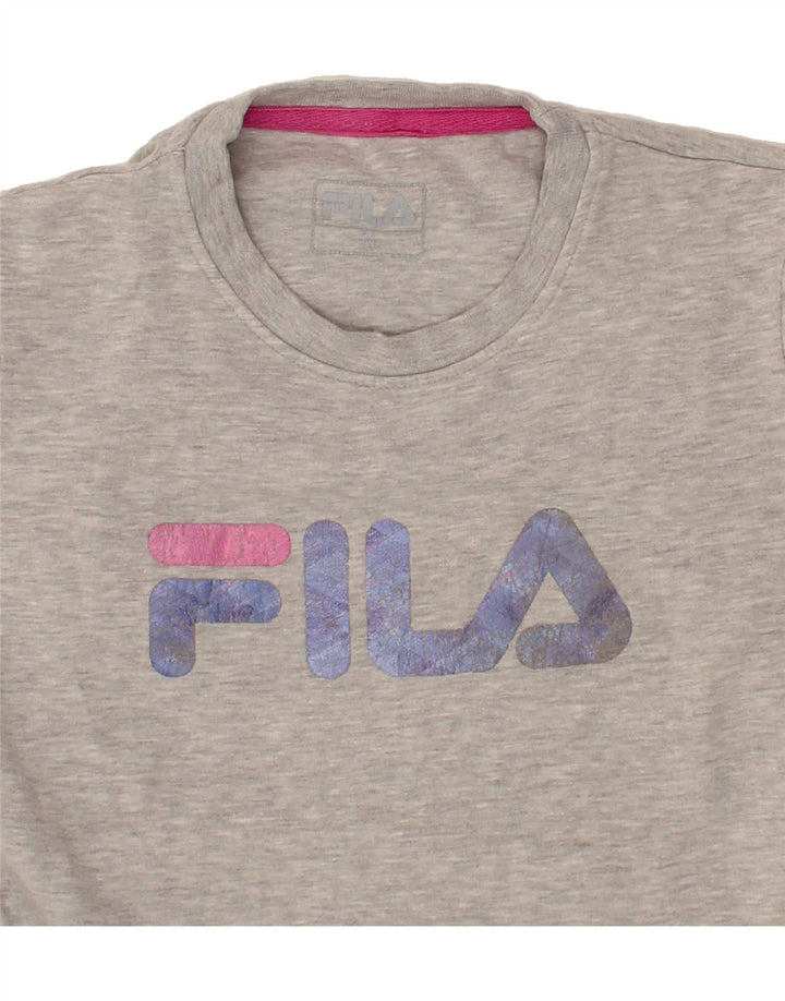 FILA Womens Graphic Sweatshirt Jumper UK 14 Medium Grey Cotton Vintage Fila and Second-Hand Fila from Messina Hembry 