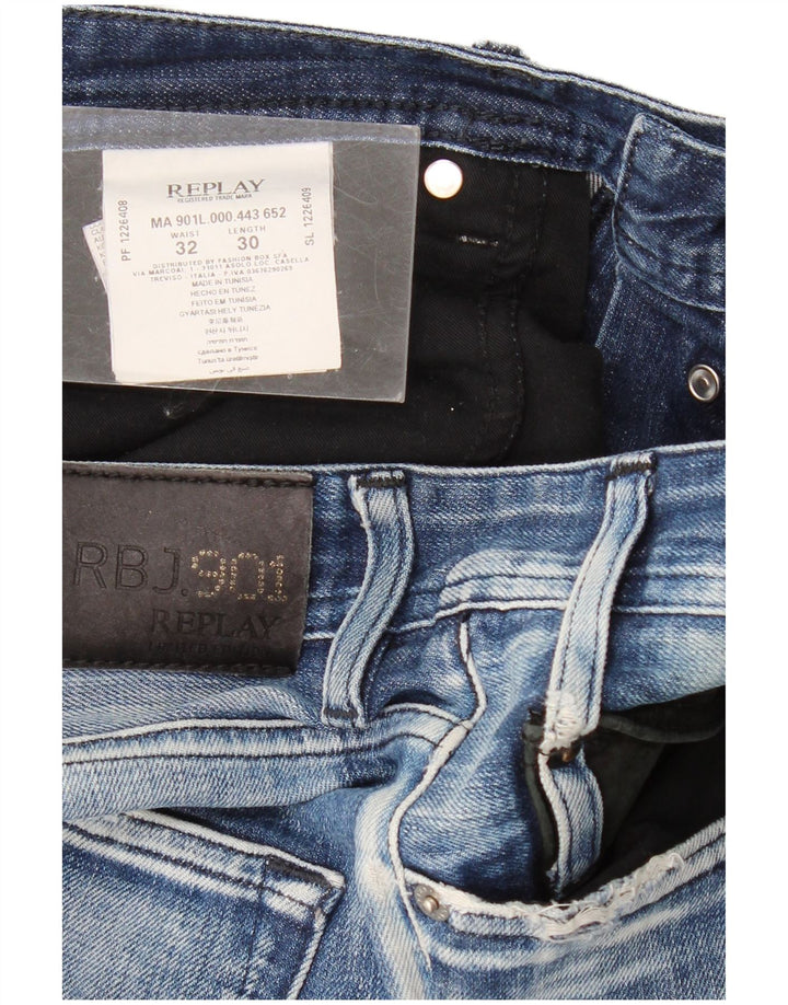 REPLAY Herren Slim Jeans W32 L30 Blaue Baumwolle