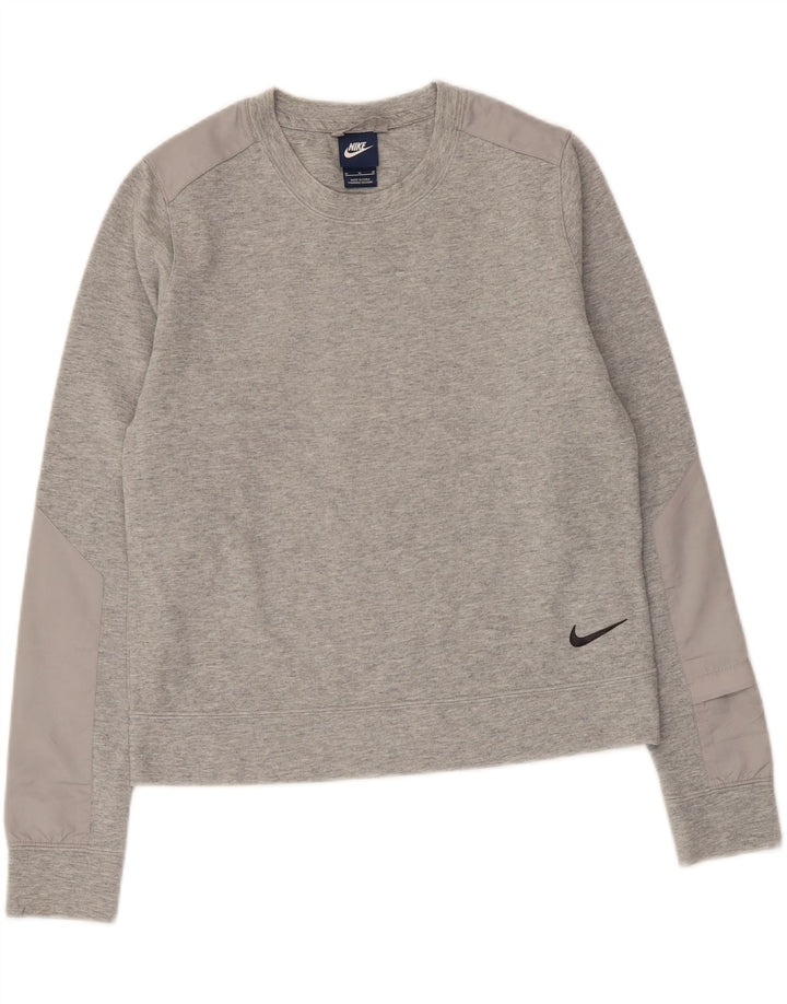 Nike Damen Sweatshirt Pullover UK 14 Mittelgraue Baumwolle