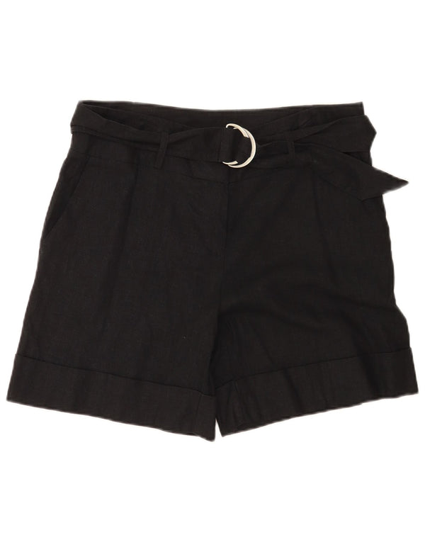 Marks & Spencer Damen Freizeitshorts UK 12 Medium W32 Schwarz Leinen