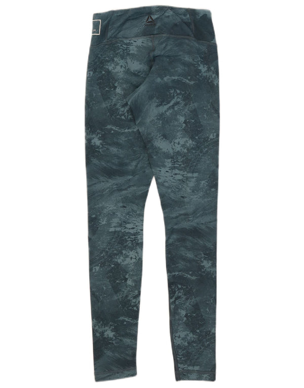Reebok Damen Speedwick Abstract Pattern Leggings UK 4/6 XS Blau Polyester