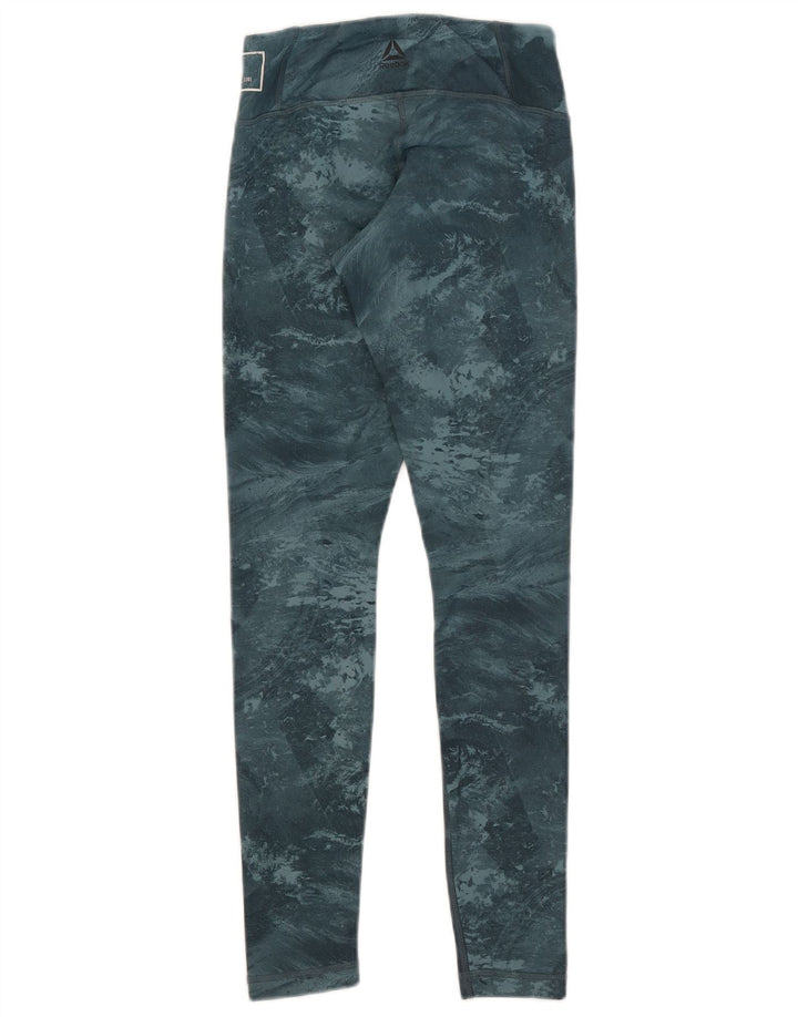 Reebok Damen Speedwick Abstract Pattern Leggings UK 4/6 XS Blau Polyester