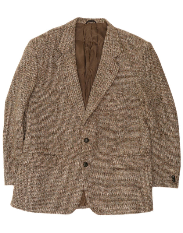 Harris Tweed Herren-Blazer mit 2 Knöpfen, UK 44, XL, braune Wolle