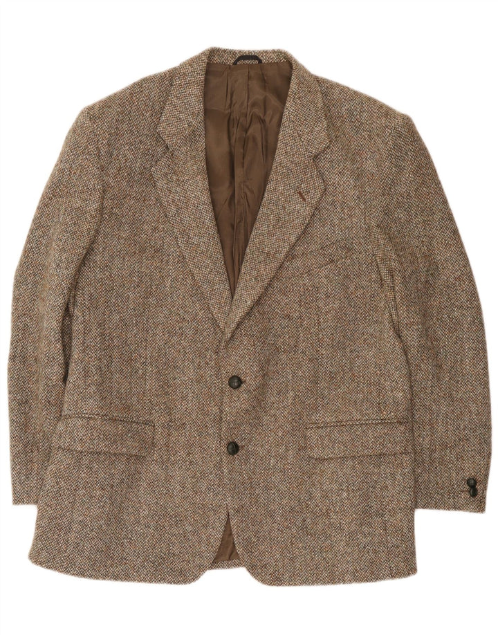 Harris Tweed Herren-Blazer mit 2 Knöpfen, UK 44, XL, braune Wolle
