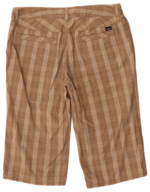 Patagonia Damen Bermudashorts US 12 Large W32 Beige karierte Baumwolle