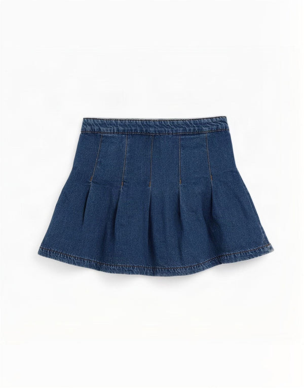 Marks & Spencer Denim-Faltenrock für Mädchen, 10–11 Jahre, W24, blaue Baumwolle