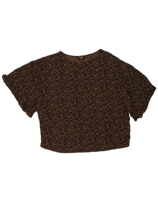 Superdry Damen-Blusenoberteil in Übergröße, Größe S, Khaki, Animal-Print, Baumwolle
