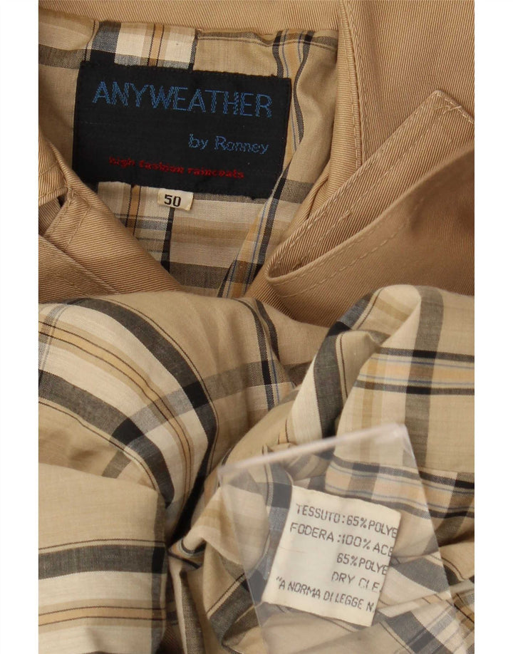 Vintage Damen Zweireihiger Trenchcoat IT 50 XL Beige Polyester