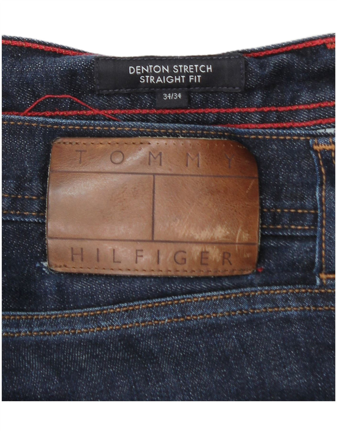 TOMMY HILFIGER Herren Denton Straight Jeans W34 L34 Marineblaue Baumwolle