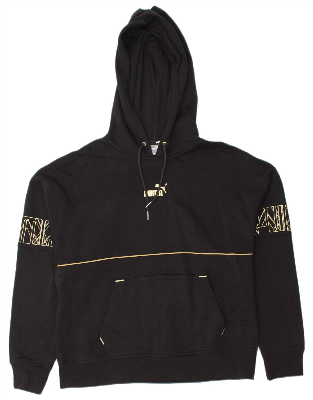 PUMA Damen Graphic Hoodie Pullover UK 14 Mittelschwarze Baumwolle